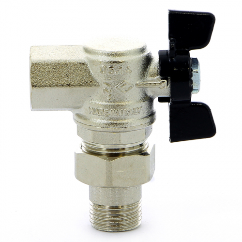 Кран шаровой НВ с разъемным соединением OREGON бабочка BUGATTI 1/2