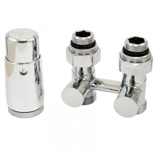 Комплект Schlosser узел нижнего подключения G 3/4 x 3/4 D=50 мм прямой с термостатом Мини M30x1,5 цвет Хром (600800057)