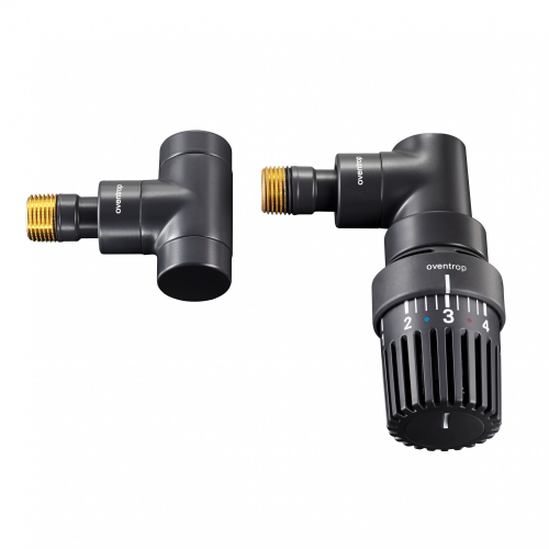 1163032 Oventrop Термостатический вентиль "E" Ду15, 1/2", PN10, угловой, антрацит