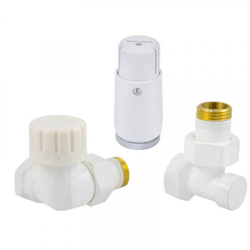 Комплект Schlosser DN15 GZ1/2 x GW1/2 трехосевой правый с термостатом Мини M30x1,5 цвет Белый (602200066)