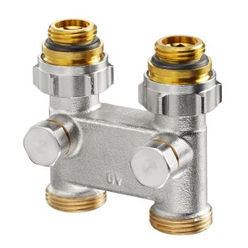 1016363 Oventrop Перепускной узел с функцией отключения 1/2" НР x 3/4" НР, прямой