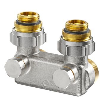 1016463 Oventrop Перепускной узел с функцией отключения 1/2" НР x 3/4" НР, угловой