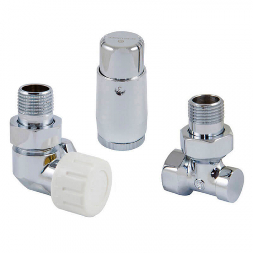 Комплект Schlosser DN15 GZ1/2 x GW1/2 трехосевой левый с термостатом Мини M30x1,5 цвет Хром (602200069)