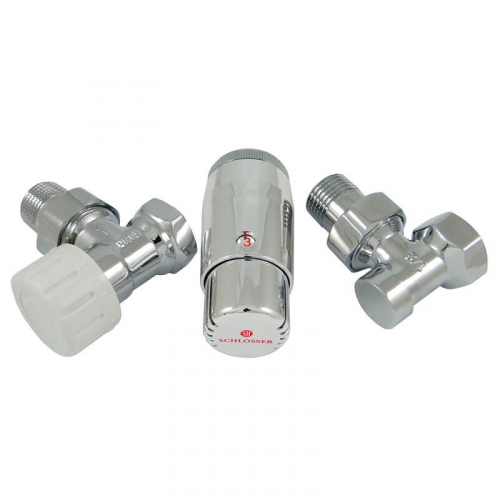 Комплект Schlosser DN15 GZ1/2 x GW1/2 угловой с термостатом Мини M30x1,5 цвет Хром (602200060)