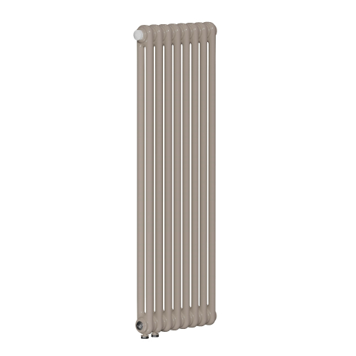 Вертикальный радиатор 2-х трубчатый RIFAR TUBOG VENTIL 2240-14 сек. подключение нижнее одностороннее с термоклапаном (DV1), цвет: светлая слоновая кость IV — Айвори