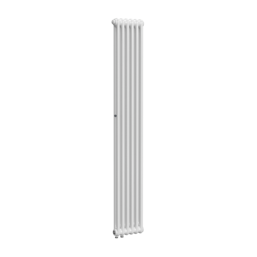 Вертикальный радиатор 2-х трубчатый RIFAR TUBOG VENTIL 2180-6 сек. подключение нижнее одностороннее с термоклапаном (DV1), цвет:  белый (глянцевый)