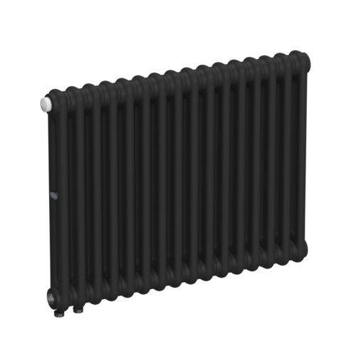 Радиатор 2-х трубчатый RIFAR TUBOG VENTIL 2057-16 сек. подключение нижнее одностороннее с термоклапаном (DV1), цвет:  черный AN - Антрацит (матовый)