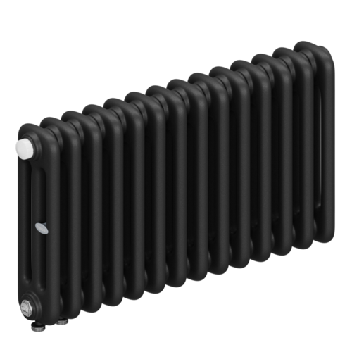 Радиатор 3-х трубчатый RIFAR TUBOG VENTIL 3037-14 сек. подключение нижнее одностороннее с термоклапаном (DV1), цвет:  черный AN - Антрацит (матовый)