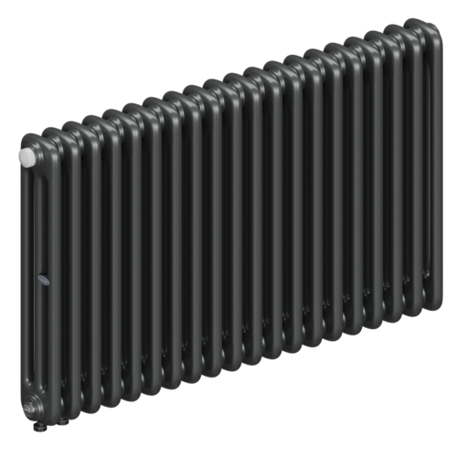 Радиатор 3-х трубчатый RIFAR TUBOG VENTIL 3057-20 сек. подключение нижнее одностороннее с термоклапаном (DV1), цвет:  серый TI - Титан (матовый)