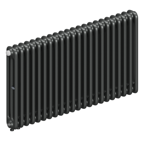 Радиатор 3-х трубчатый RIFAR TUBOG VENTIL 3057-22 сек. подключение нижнее одностороннее с термоклапаном (DV1), цвет:  серый TI - Титан (матовый)