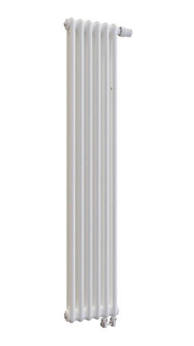 Вертикальный радиатор 2-х трубчатый RIFAR TUBOG VENTIL 2150-6 сек. подключение нижнее одностороннее с термоклапаном (DV1), цвет:  белый (глянцевый)